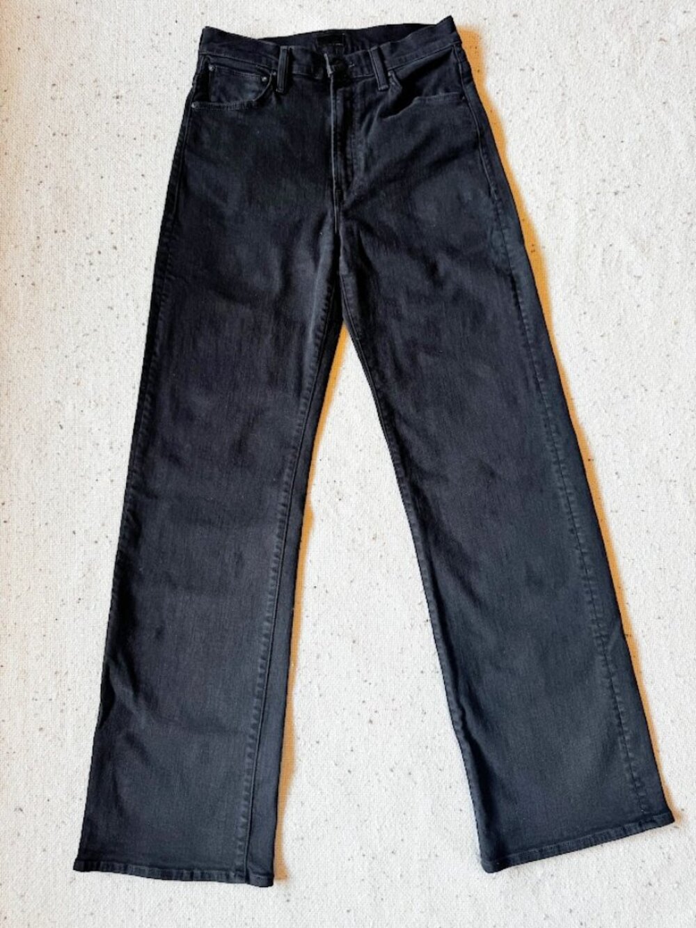MOTHER The Dodger Sneak Jeans 26 Pitch Black Wide Leg Slouchy 32"